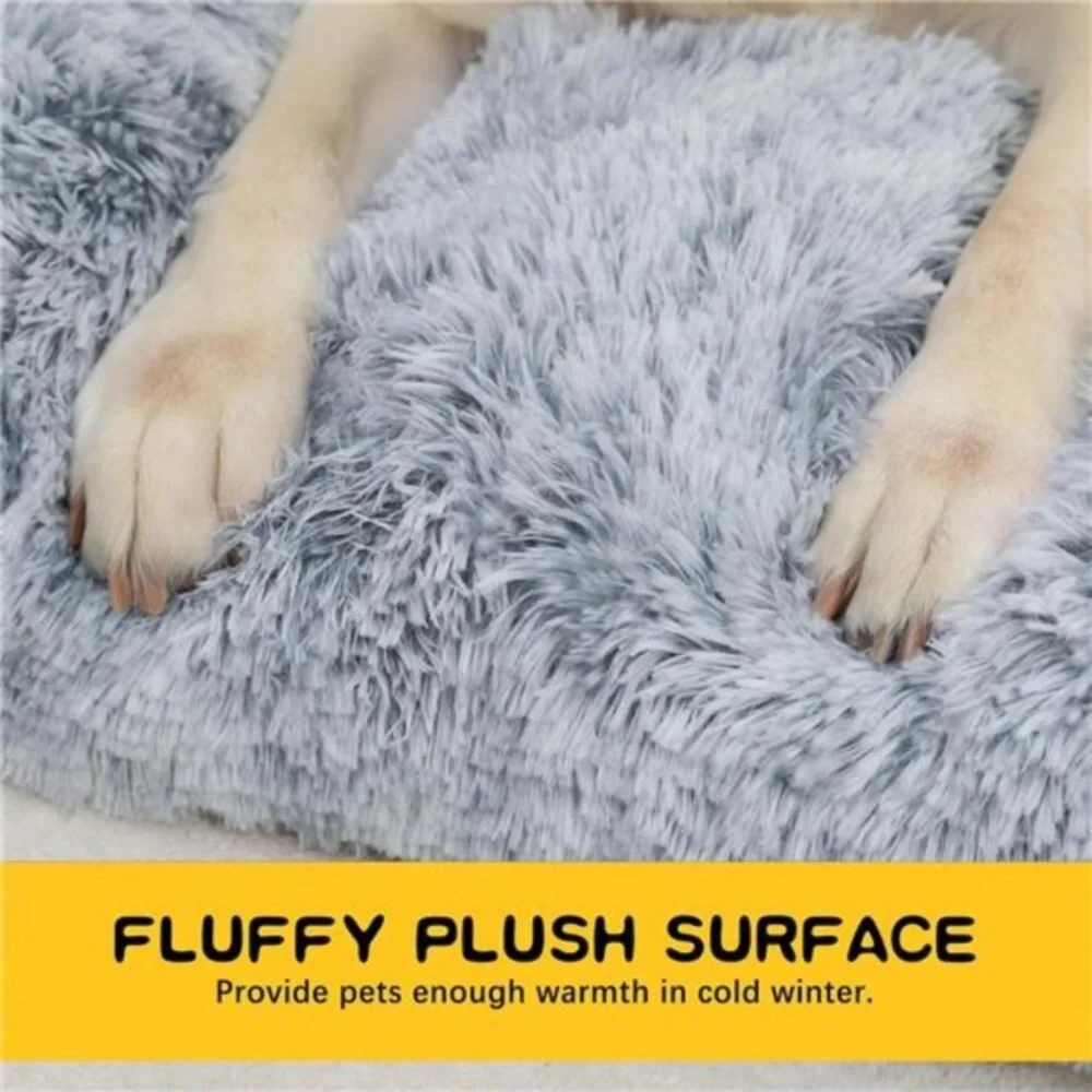 Large Dog Bed Crate PadMat for Medium Dogs&Cats,Fulffy Faux Fur Kennel Pad Comfy